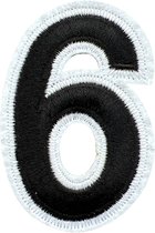 Cijfer Nummer 0 Tot 9 Strijk Emblemen Patch Zwart Wit Cijfer 6 / 5.6 cm / 8 cm