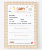 Babyshower invulkaarten | Baby voorspellingskaarten | Oranje | Inclusief bewaarzakje | 30 stuks | A6 formaat