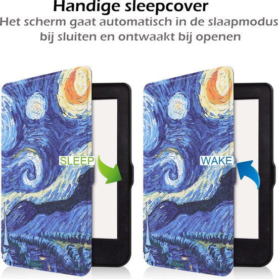 Hoesje Geschikt voor Kobo Nia Hoes Book Case - Hoes Geschikt voor Kobo Nia Hoesje Book Cover Met Screenprotector - Sterrenhemel van Hoesje  — afbeelding 5