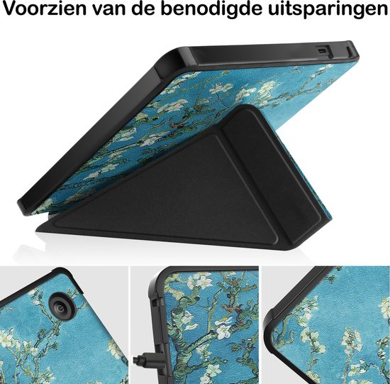 Hoesje Geschikt voor Kobo Sage Hoesje Luxe Bescherm Case Trifold Met Screenprotector - Hoes Geschikt voor Kobo Sage Hoes Book Cover - Bloesem van Hoesje  — afbeelding 5