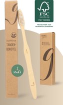 NATURE’S groove® Bamboe Handtandenborstels Medium - 2 Stuks - Houten Tandenborstel - Handmatig