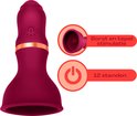 Bordeauxrode vibrator met gouden ring, voor borst- en tepelstimulatie met 12 standen.