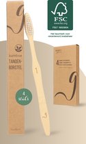 NATURE’S groove® Bamboe Handtandenborstels Medium - 4 Stuks - Houten Tandenborstel - Handmatig