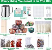 Kaarsenmaak kit, doe-het-zelf kaarsen en geurkaas maken, met accessoires, cadeauset inclusief bijenwas, kaarslonten, stickers voor kaarslonten, kaarsenhouder, smeltpan, kaarsenblikjes en lepel