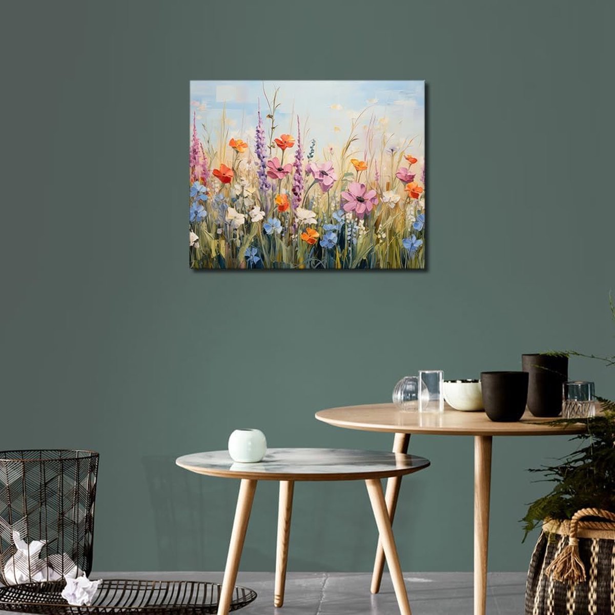 Bougimal Schilderen op nummer, volwassenen, landschap, zonder lijst, inclusief penseel en acrylverf, 28 x 35 cm, kleurrijke bloemen 54