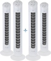 JAP Appliances Quebec (4 stuks) - Energiezuinige (50W) Ventilator met timer - Torenventilator met 3 snelheden - Wit