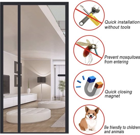 Moustiquaire Magnetique Pour Porte 105 X 240 Cm Rideau De