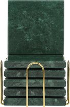 Marmeren onderzetters met metalen standaard voor high-end lifestyle (set van 6) (vierkant, smaragdgroen)