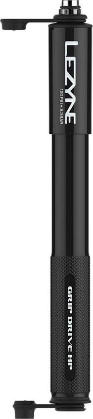 Lezyne Grip Drive HP - Handpomp - Hogedruk fietshandpomp - tot 8.3 bar - Kartelvat - Presta & Schrader ventielen - Gefreesd aluminium - Maat M - Zwart