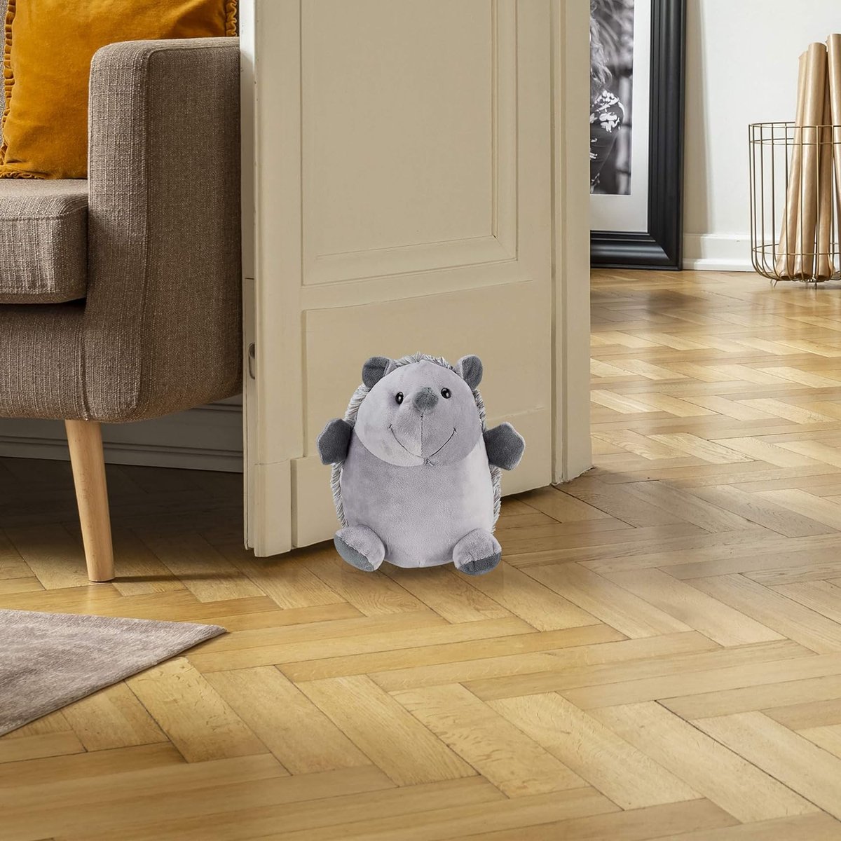 Zachte deurstopper egel - dier design - stof - vloer - binnen - kinderkamer - zwaar - 195 cm - donkergrijs