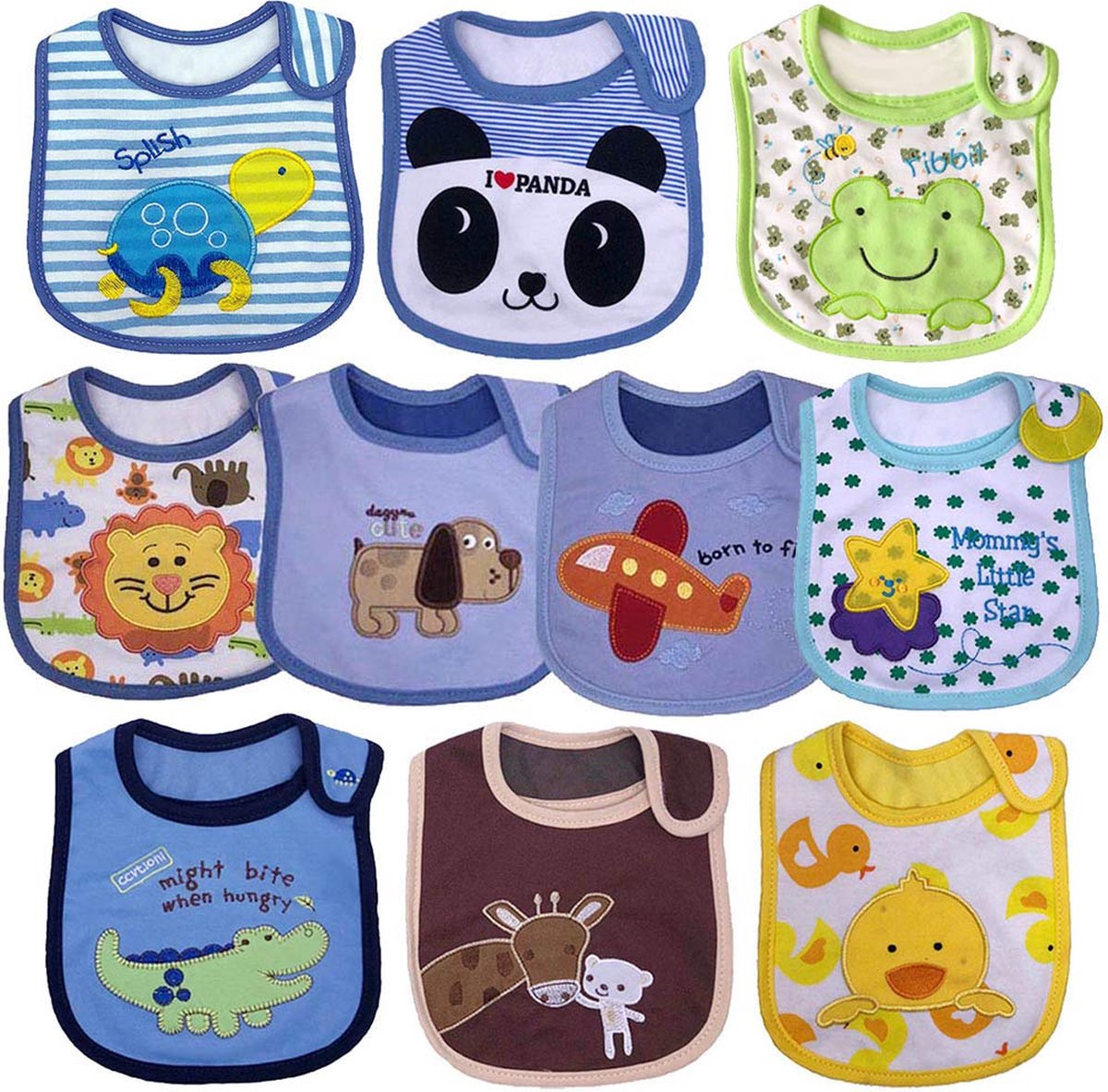 Goedkoopste Babyslabbetjes, waterdicht, zacht, 10-delige babyslabbetjes van katoen met klittenbandsluiting, voor baby's, jongens, peuters