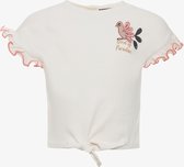 TwoDay cropped meisjes T-shirt wit met knoop - Maat 122/128
