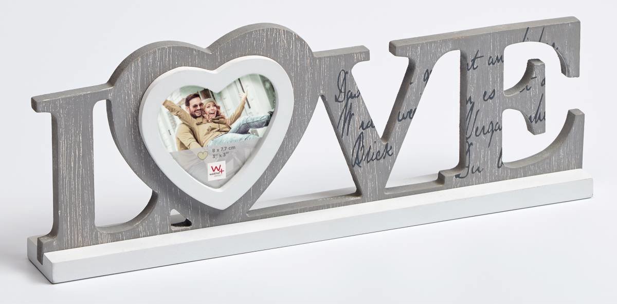 Walther Love - Houten portretlijst - Fotoformaat 8x 7,7 cm - Grijs/Wit