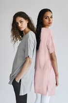 Trendyol TCTSS21UK0009 Volwassenen Vrouwen T-shirt 2 pack - Grijs-roze - 2XL