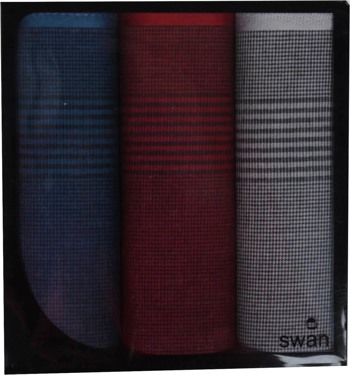 Swan 3 stuks - Heren zakdoeken Classic - Cadeau verpakking - 40 - Blauw