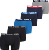 Puma Basic Heren Boxer 6-pack - Blauw/Zwart - Maat M