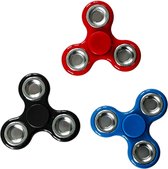 Fidget Hand Spinner - 7,3 cm - 3 kleuren - Zwart, Blauw, Rood - 3 Stuks