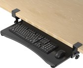 Toetsenbordhouder, toetsenbordstandaard onder het bureau, uittrekbaar met stabiele C-klem, 650 x 300 mm, uittrekbaar platform computer, toetsenbordhouder om te typen, zwart, DSF1