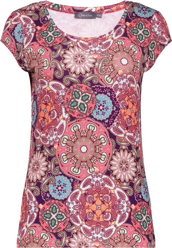 Geisha T-shirt Kate T Shirt Met Print 42052 60 Raspberry/coral Dames Maat - XL