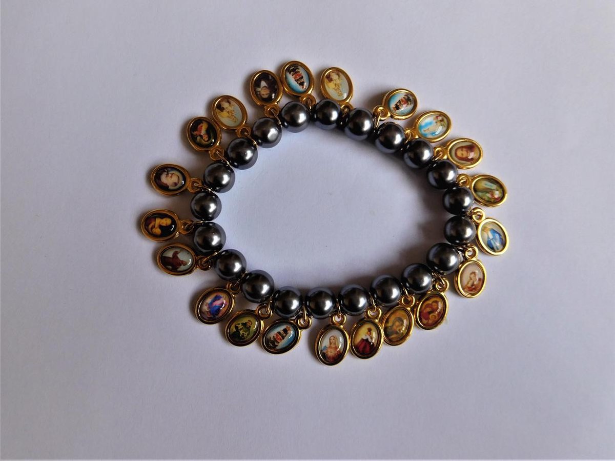 Armband parels grijs blauw heiligen