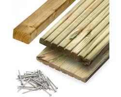 Vlonderplank pakket 3 m2 - Grenen geïmpregneerd licht groen 2,1 x 14,5 cm (400 cm) groef/vlak