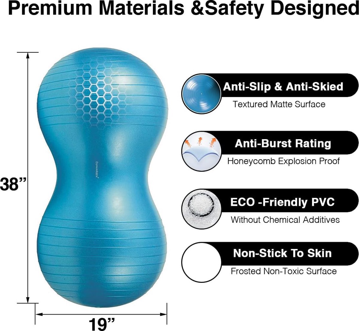 Ballon De Yoga En Forme De Cacahuète - 35x18 Pouces - Anti-éclatement - Idéal Grossesse & Fitness à La Maison - 13