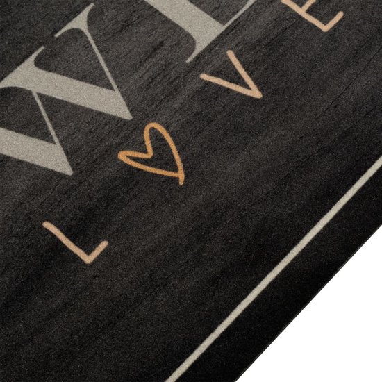 vidaXL - Tapis de cuisine - lavable - texte café - 60x180 - cm - velours