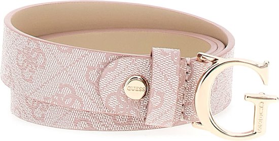 Guess Emera Logo Adj. Pant Belt Dames Riem - Dusty Rose Logo - Maat L