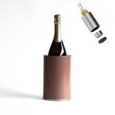 Coolenator Wijnkoeler – Champagnekoeler – Flessenkoeler met Uniek Uitneembaar Vrieselement – Hoogwaardig Aluminium – Honey Brown