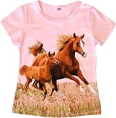 T-shirt met paarden, roze, full colour print, kids, kinder, maat 92, horses, mooie kwaliteit!