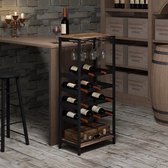 Casier à vin - Cave à vin Debout - Meuble de bar Empilable - Bar - Moderne - Industriel - 50 x 30 x 108,5 cm - Métal - Bois