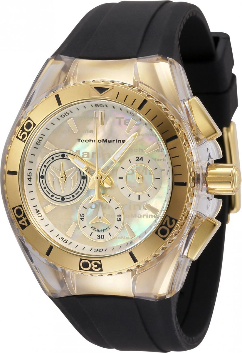TechnoMarine Cruise TM-120030 Dames Horloge - Waterdicht - Analoog - Quartz Uurwerk - Roestvrij Staal met gouden Wijzerplaat - 41mm