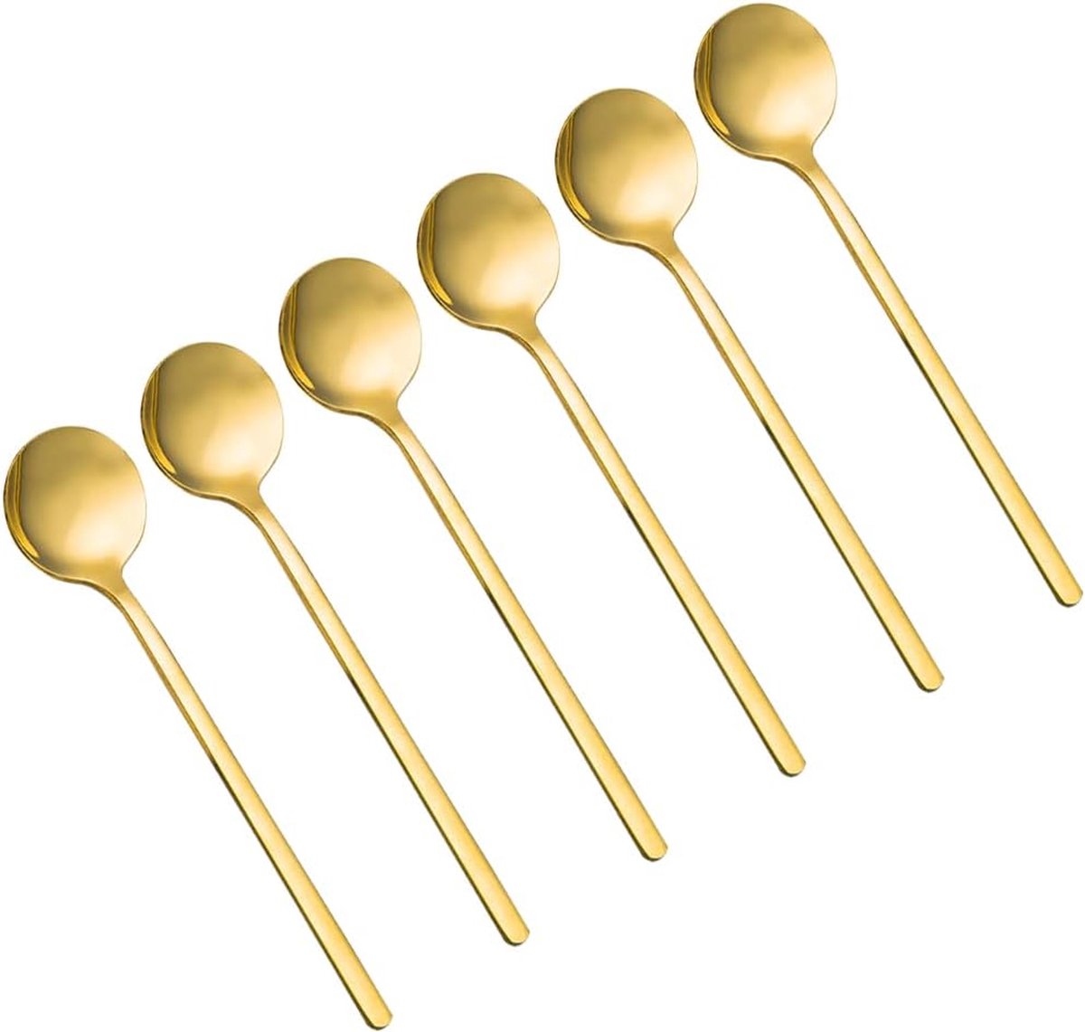 Set van 6 roestvrijstalen koffielepels vergulde mini-theelepels voor koffie suiker dessert cake ijs soep voorgerecht cappuccino 13 5 cm