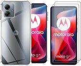 Hoesje geschikt voor Motorola Moto G24 - 2x Screenprotector Glas - Shockproof Transparant