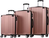 Merax Kofferset van 3 - Koffer Set met TSA Slot - Reiskoffer met 4 Draaibare Wielen - Roze
