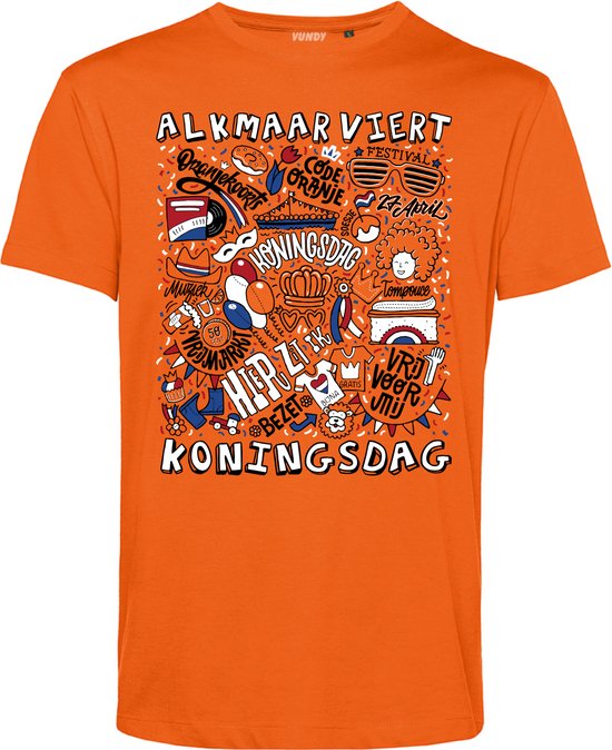 T-shirt enfant Alkmaar Oranjekoorts | Vêtement pour fête du roi | Chemise orange | Orange | taille 116