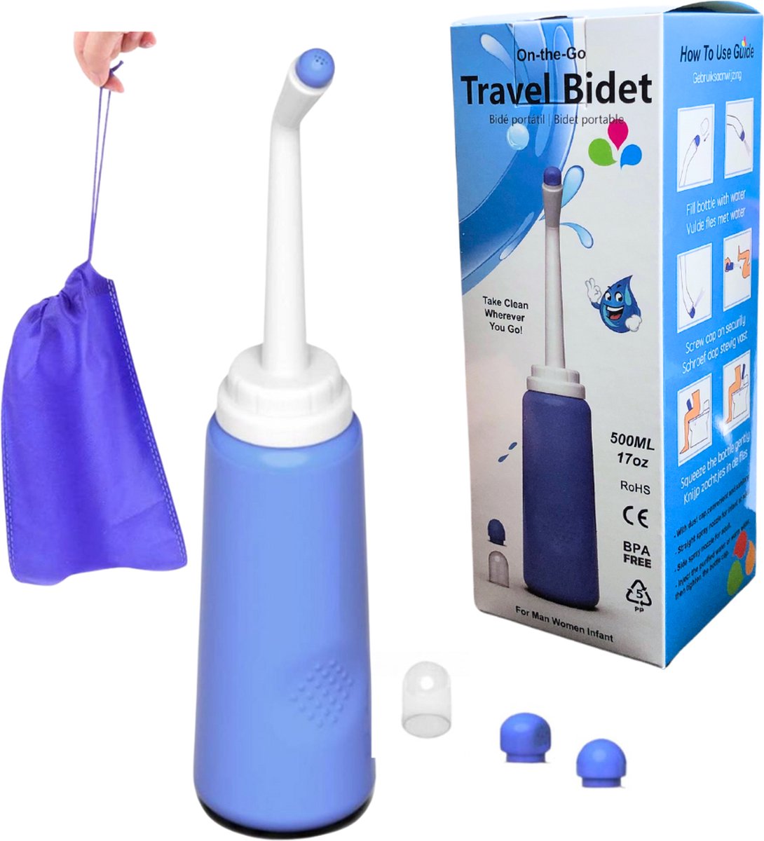 Mobiele Bidet + Accessoires - Peri Bottle - Draagbare Bidet - 2 Sproeikoppen - 500 ML op Prijzenvolger.com