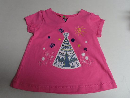 T shirt - Korte mouw - Meisjes - Roze - Tipi - 12 maand 1 jaar