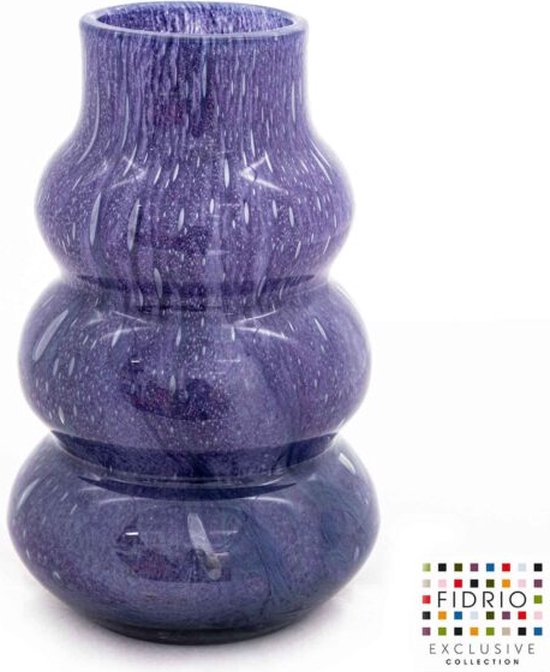 Design Vaas Vita - Fidrio PURPLE BUBBELS - glas, mondgeblazen bloemenvaas - diameter 18 cm hoogte 28 cm