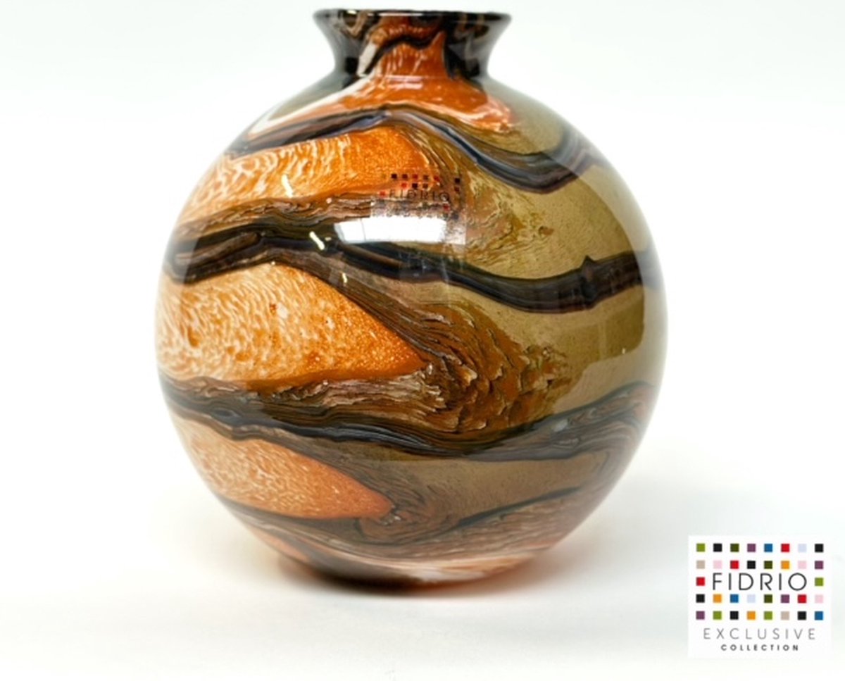 Design vaas Bolvase With Neck - Fidrio INDIAN SUMMER - glas, mondgeblazen bloemenvaas - diameter 23 cm
