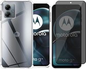 Hoesje geschikt voor Motorola Moto G14 - Privacy Screenprotector Volledig Dekkend Glas - Shockproof Transparant