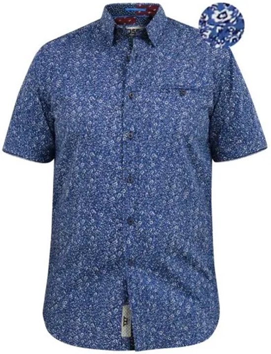 Duke 555 Kyle Blauw Print Overhemd Maat 5XL Big men size