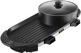 Plaque grill - BBQ - Pan - 2 en 1 - Appareil grill pour table - Gourmet - Revêtement antiadhésif - 67 centimètres - 5 réglages - 2200W