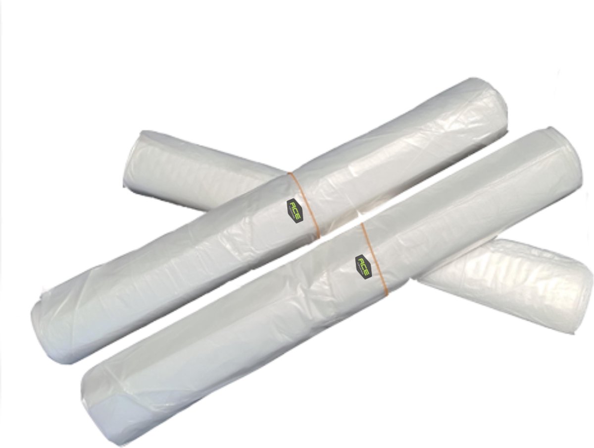 Goedkoopste Ace Verpakkingen - HDPE Vuilzak - Afvalzak - 63cm × 70cm - Transparant - Behoud van een schone kliko - Eenvoudig in gebruik - Rol à 25 stuks