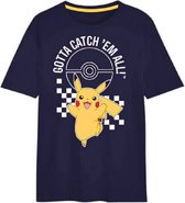 Pokemon - Pikachu - t-shirt - unisex - kinder - tiener - korte mouw - marine - maat 134/140