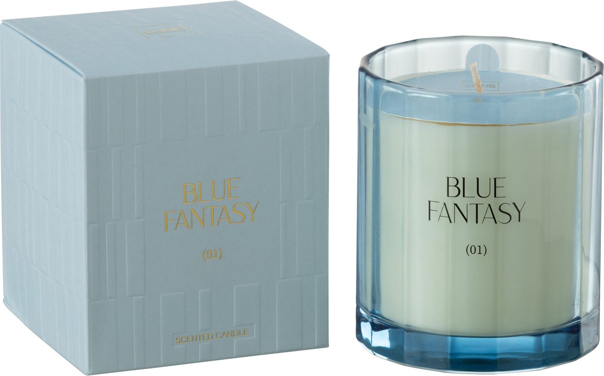 J-Line geurkaars Blue Fantasy - glas - blauw - 30U