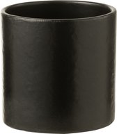 J-Line bloempot Cilinder - keramiek - zwart - Ø 14.00 cm - 2 stuks