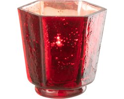 J-Line kaarshouder Heptagon - glas - rood - 4 stuks