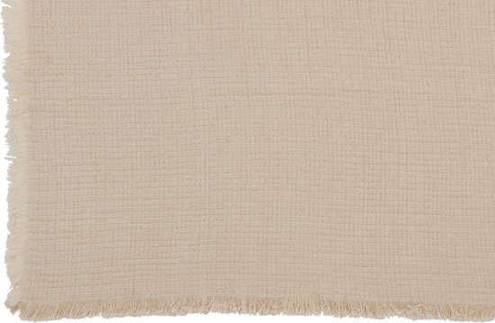 J-Line plaid Franjes Mousseline - katoen - lichtbeige - 130 x 180 cm