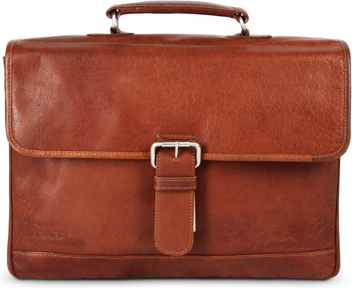 Plevier Cairn aktetas 15.6 inch cognac.